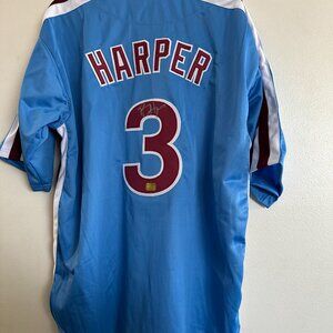 BRYCE HARPER SIGNED PHILADELPHIA PHILLIES AUTOGRAPHED CUSTOM JERSEY W/COA XL 835
